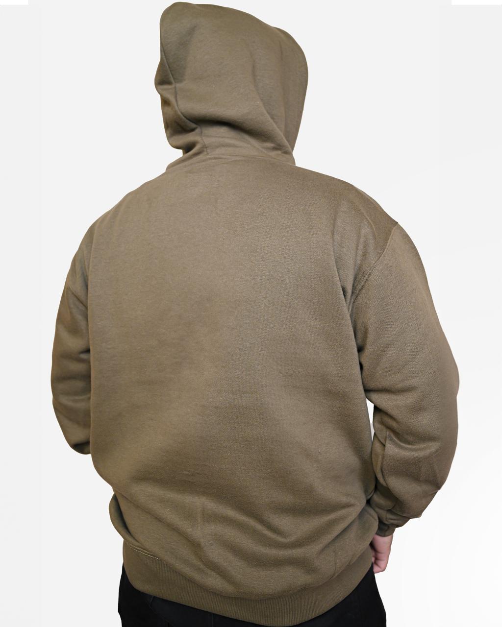 Olive Green Pullover Hoodie – New York Embroidery, Long Sleeve, Casual Sweatshirt with Pocket. Fabric Weight: 280-300 GSM